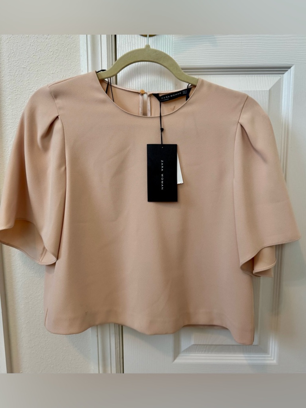NWT Zara Pale Blush Short Sleeve Crewneck Top